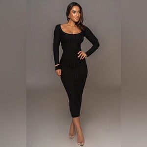 Jluxlabel black Danni ribbed maxi dress